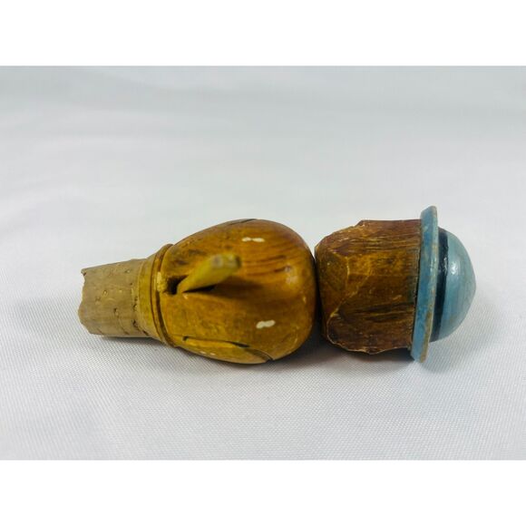 Vintage Anri Wooden Hand Carved Bottle Stopper Man in Hat Tongue - Picture 7 of 8